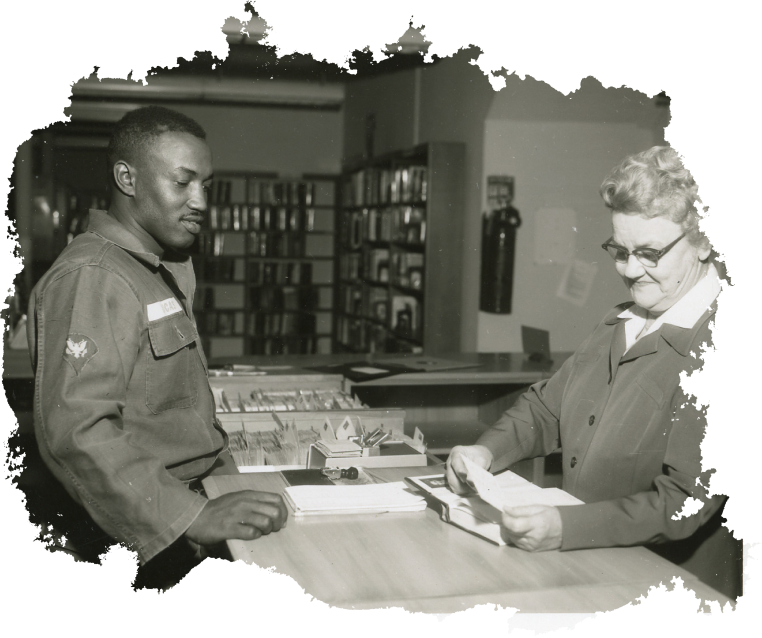 Old Woman Writing A Letter with a soldier - alt